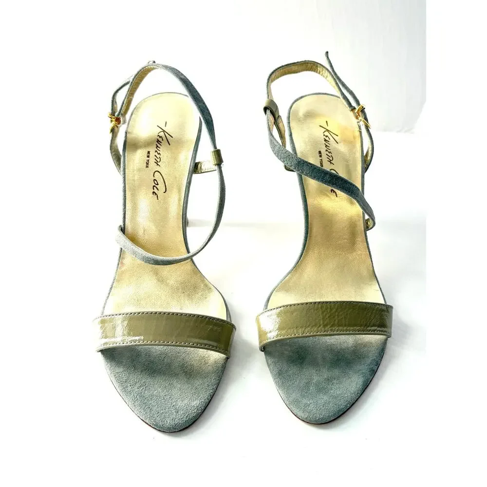 Kenneth Cole Suede Slingback Heels 7.5 Made in Spain Leather Sole